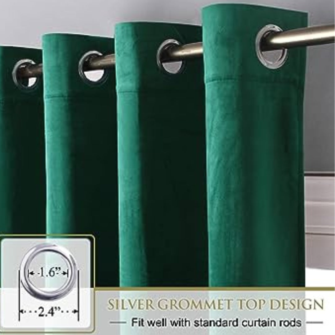 Single pc of Green Velvet Curtain – Luxury Ring Style